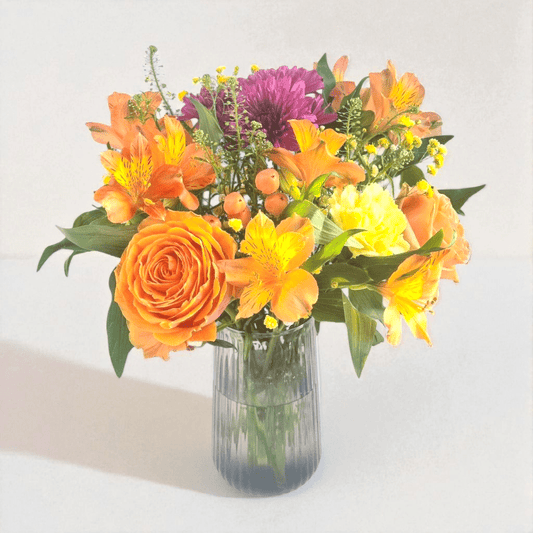 Høstbukett + bamse + konfekt (store byer)