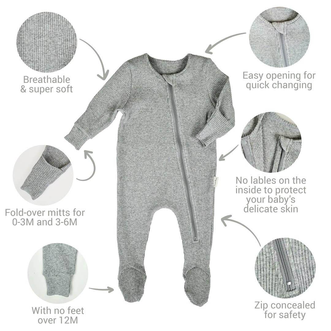 Rib knit onesie - light gray