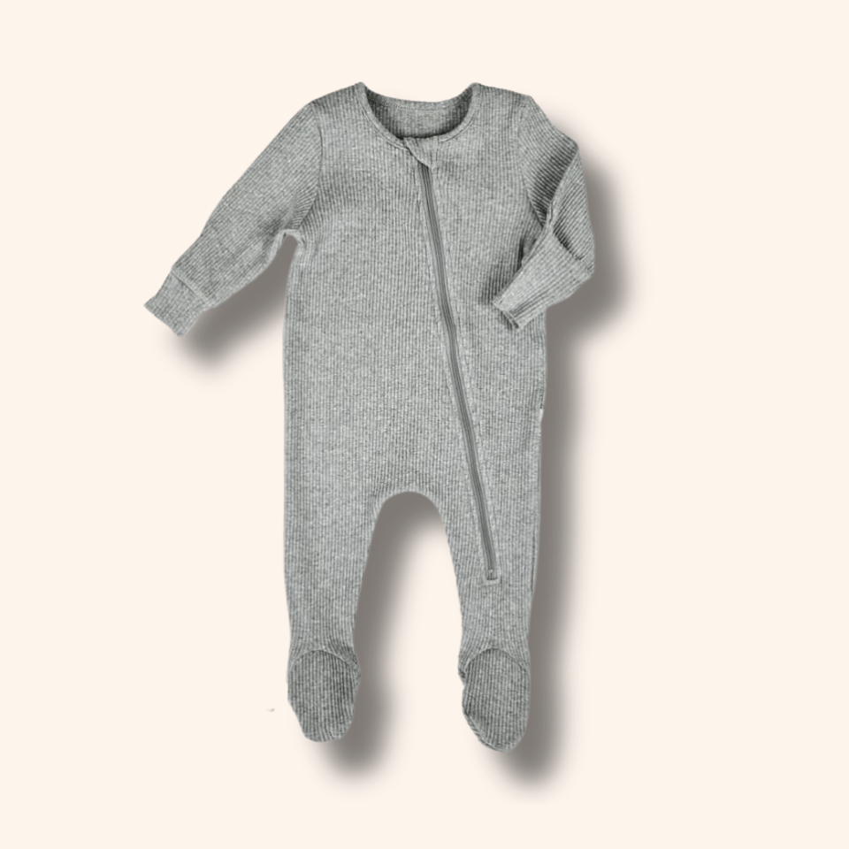 Rib knit onesie - light gray