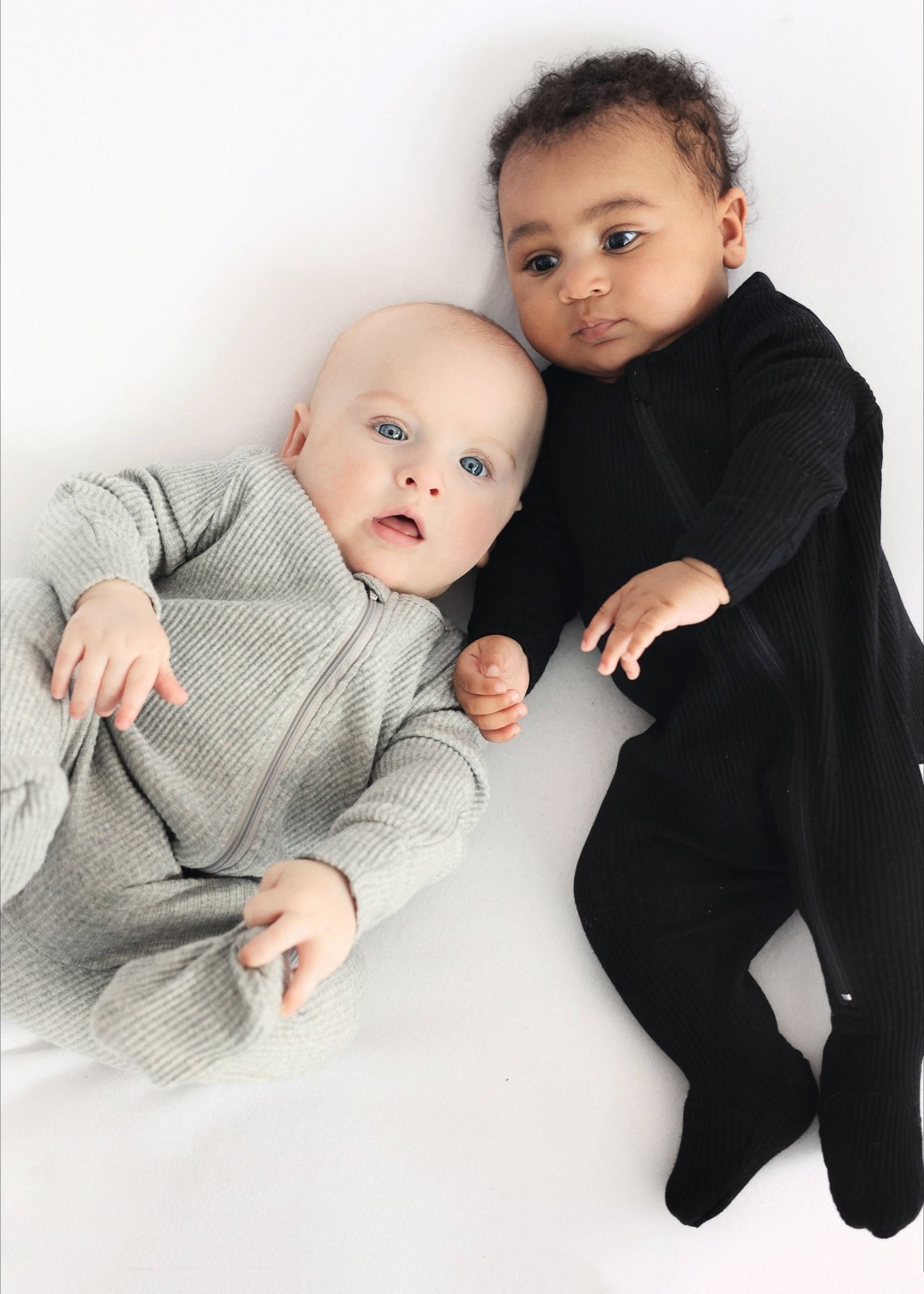 Rib knit onesie - light gray