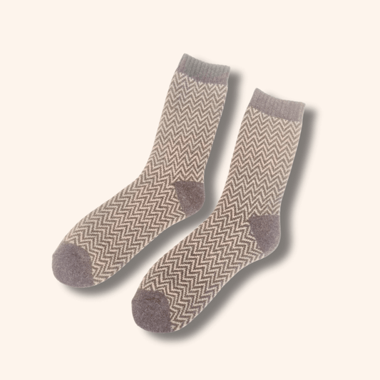 Heta strumpor i ullmix - brunt/fiskeben