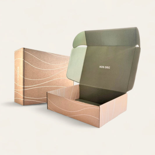 KOSIBOX gaveæske - hvidt mønster, grøn indeni