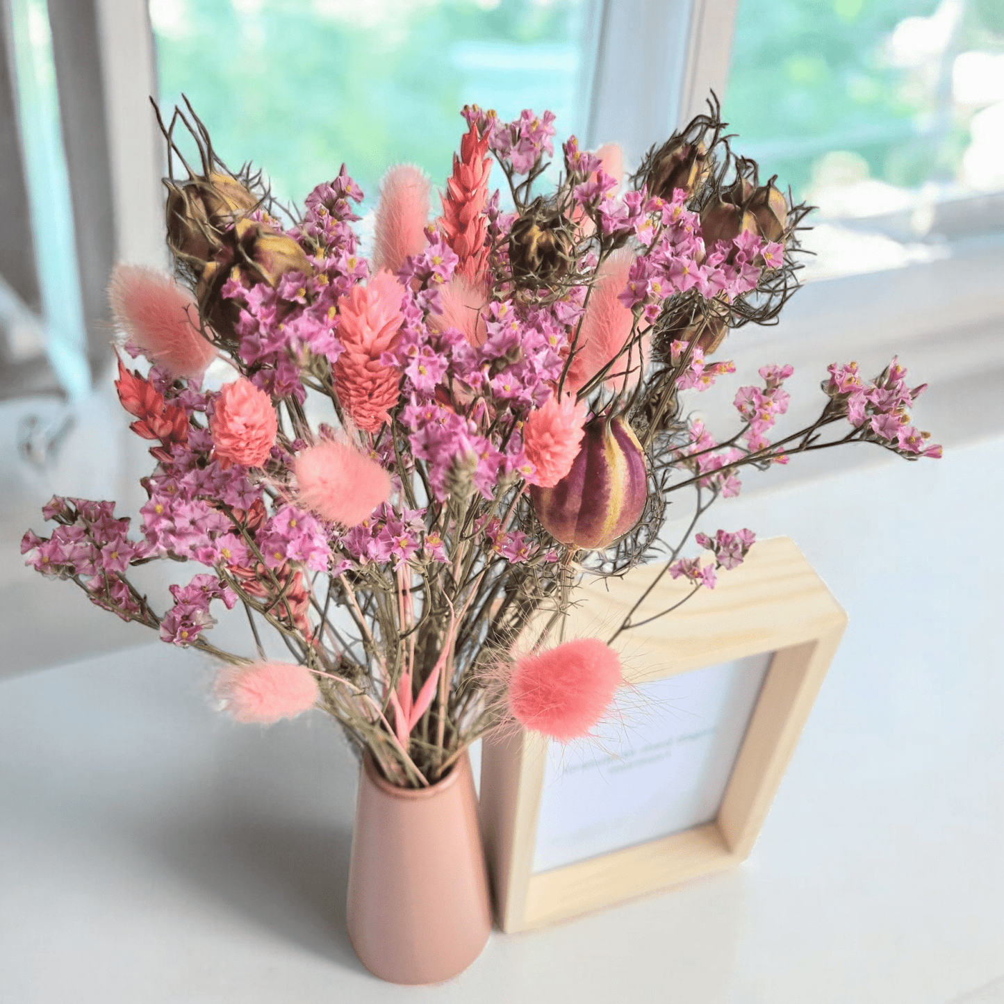 Dried flowers - pink posy