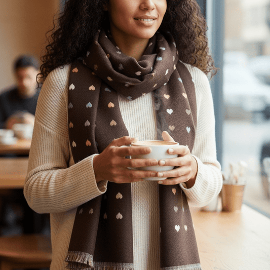 Skjerf i ullmiks - hjerter