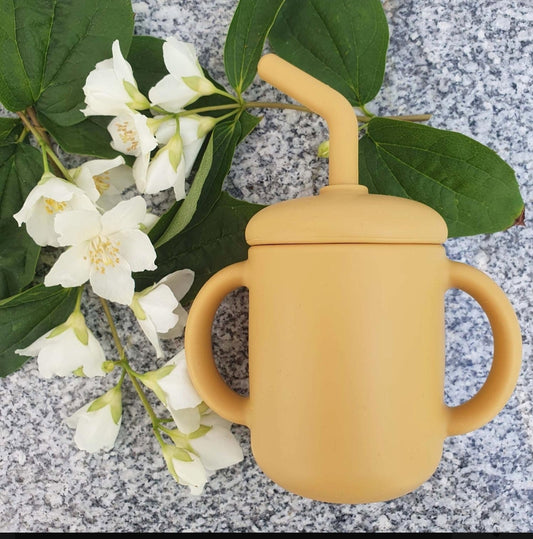 Silikone kop med sugerør - Gul