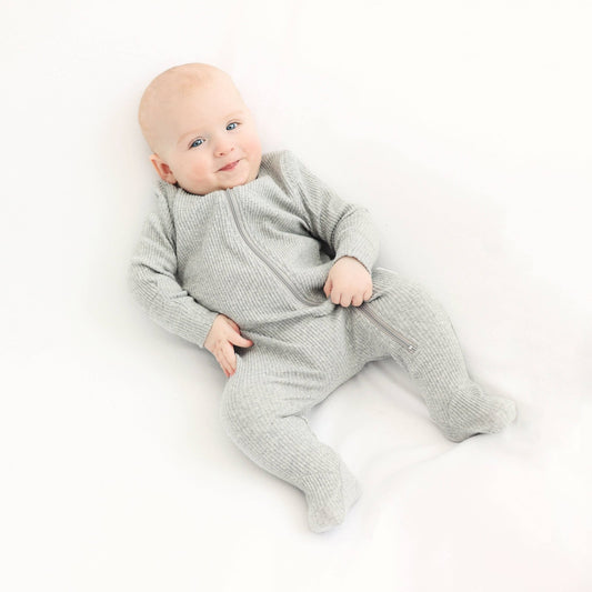 Rib knit onesie - light gray