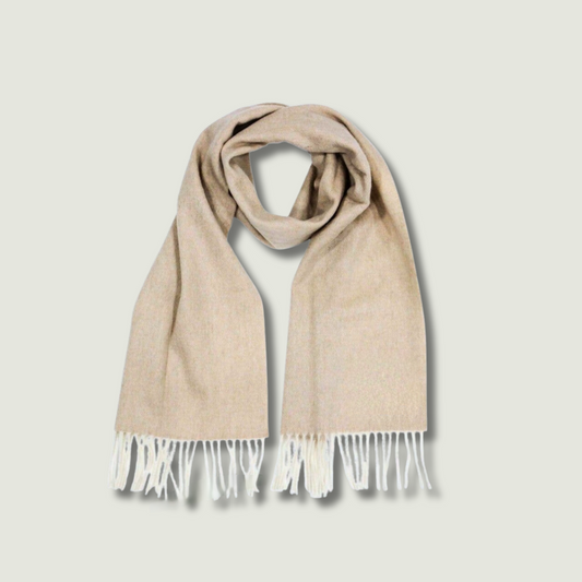 Wool scarf - herringbone/beige