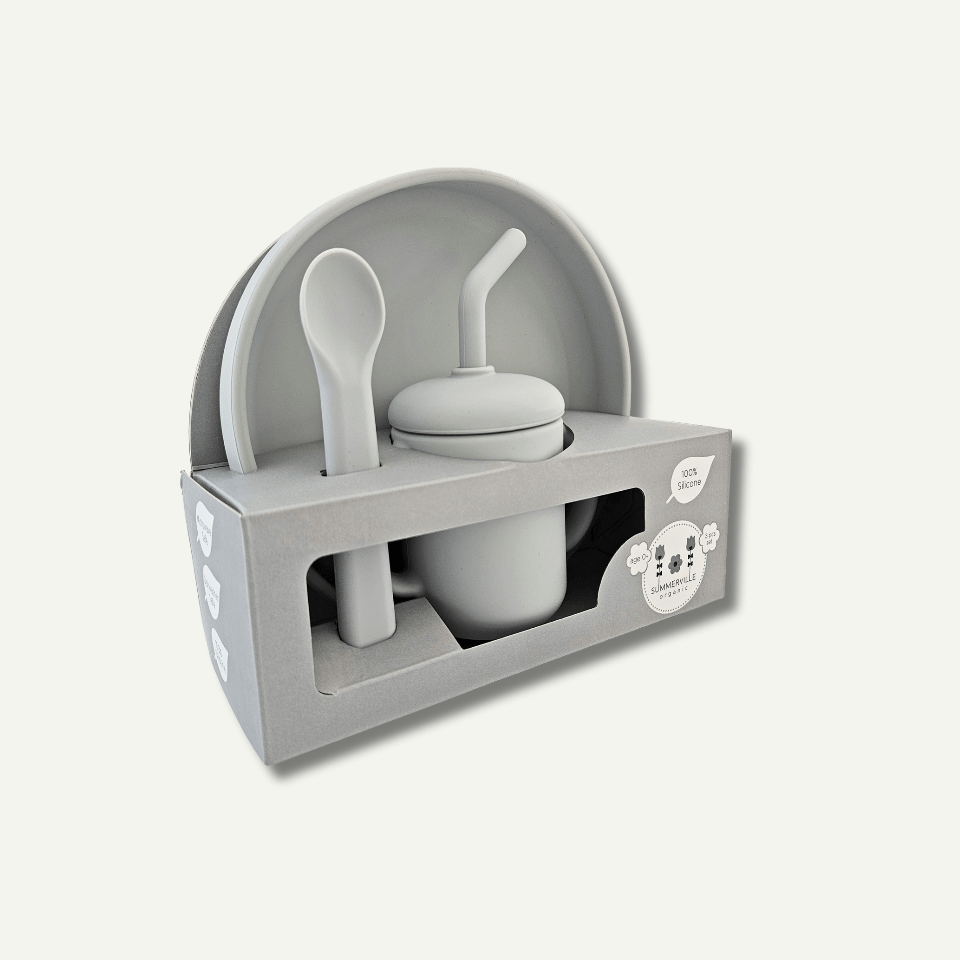 Matsett i silikon – 3 deler, lys grå