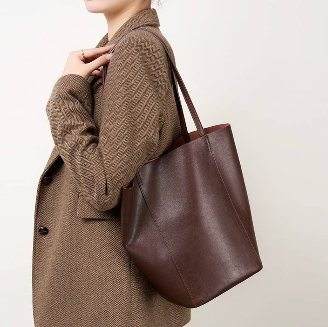 Tote bag in leather - brown