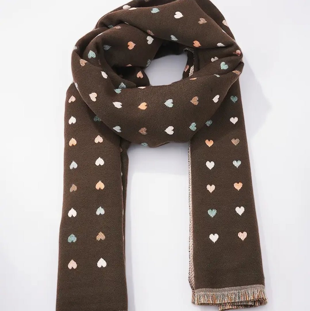 Skjerf i ullmiks - hjerter