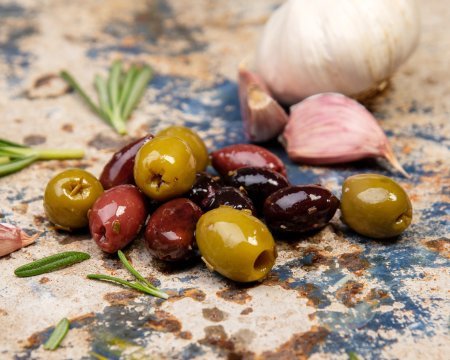 Olives with rosemary and garlic - snack