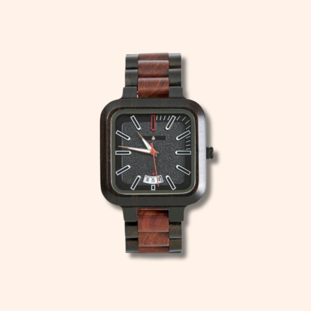 <tc>Natural wooden watch for men - redbrown</tc>
