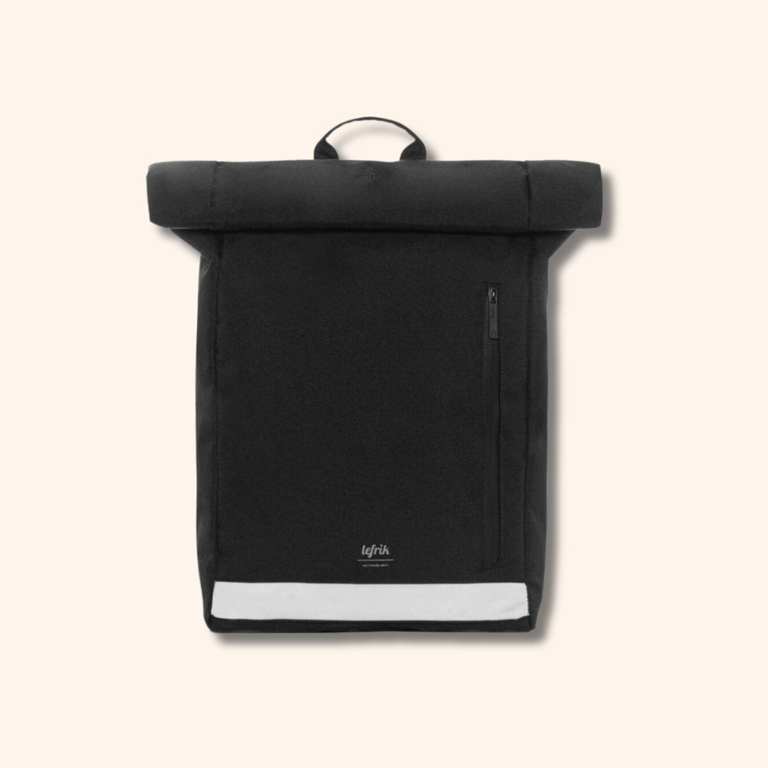 Backpack with roll top - black
