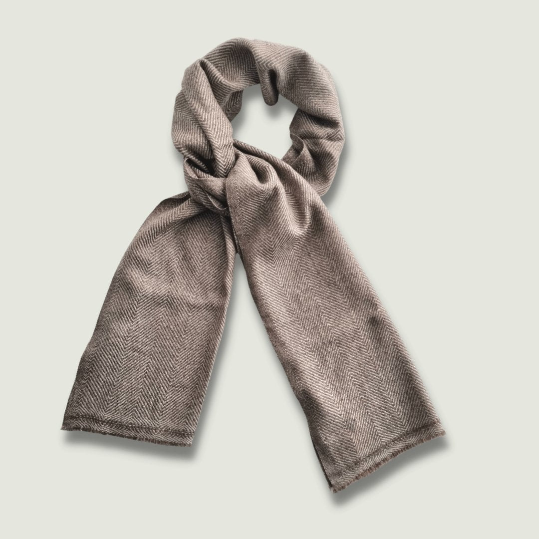 Bufanda súper suave en 100% lana - zigzag/ marrón