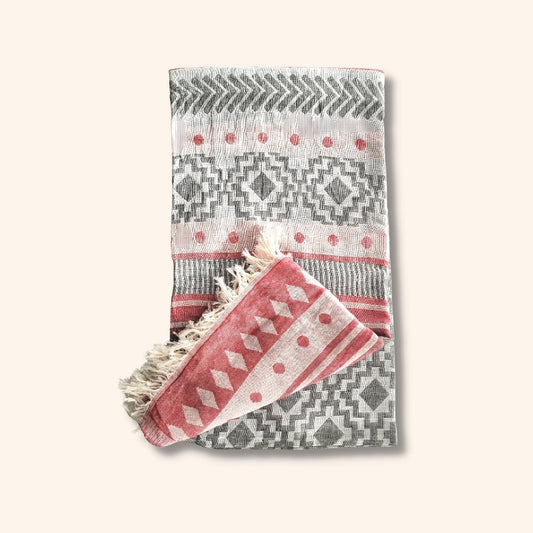 Tyrkisk håndkle/ teppe - Motiv/rosa