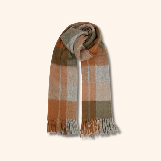 Woolen scarf - checks/woodland
