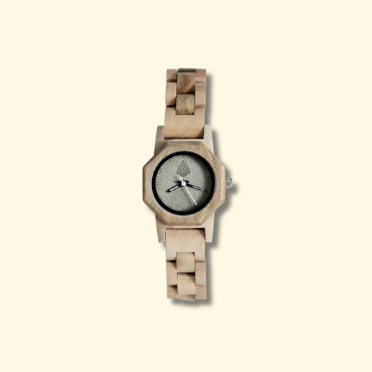 Natural wooden watch for women - brown/green