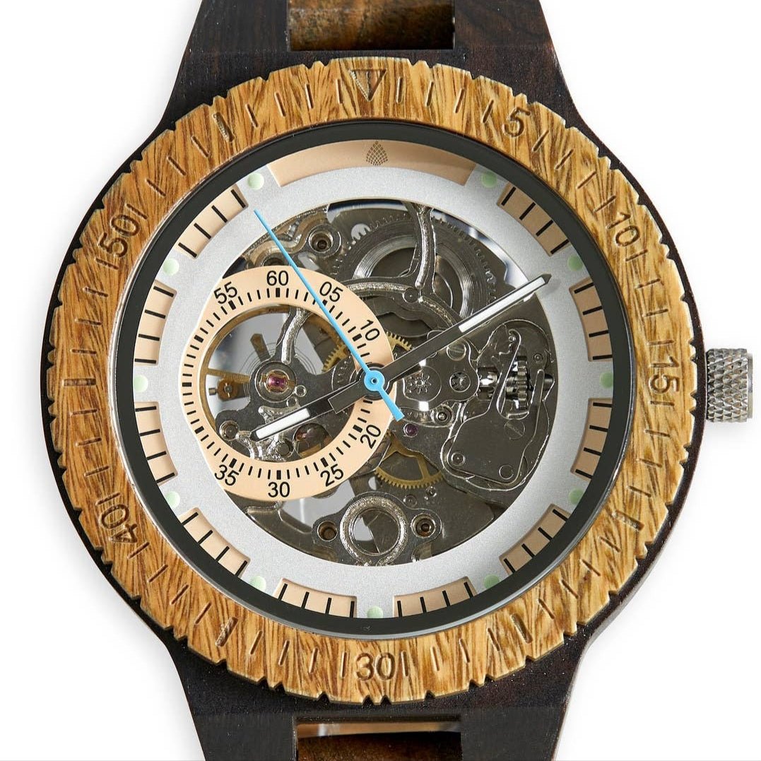 <tc>Natural wooden men's watch - mechanical/brown</tc>