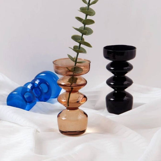 Vase / lysholder av glass - Brun