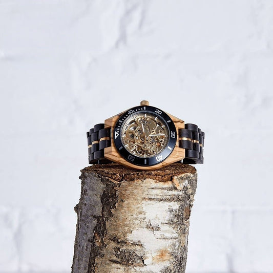 <tc>Natural wooden watch for men - Mechanical/Black</tc>