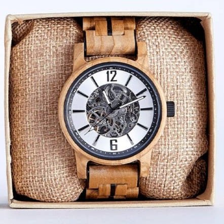 <tc>Natural wooden watch for men - mechanical/light</tc>